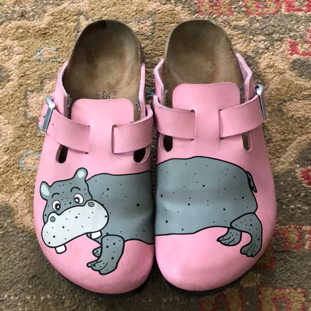 Birki’s pink hippo clogs